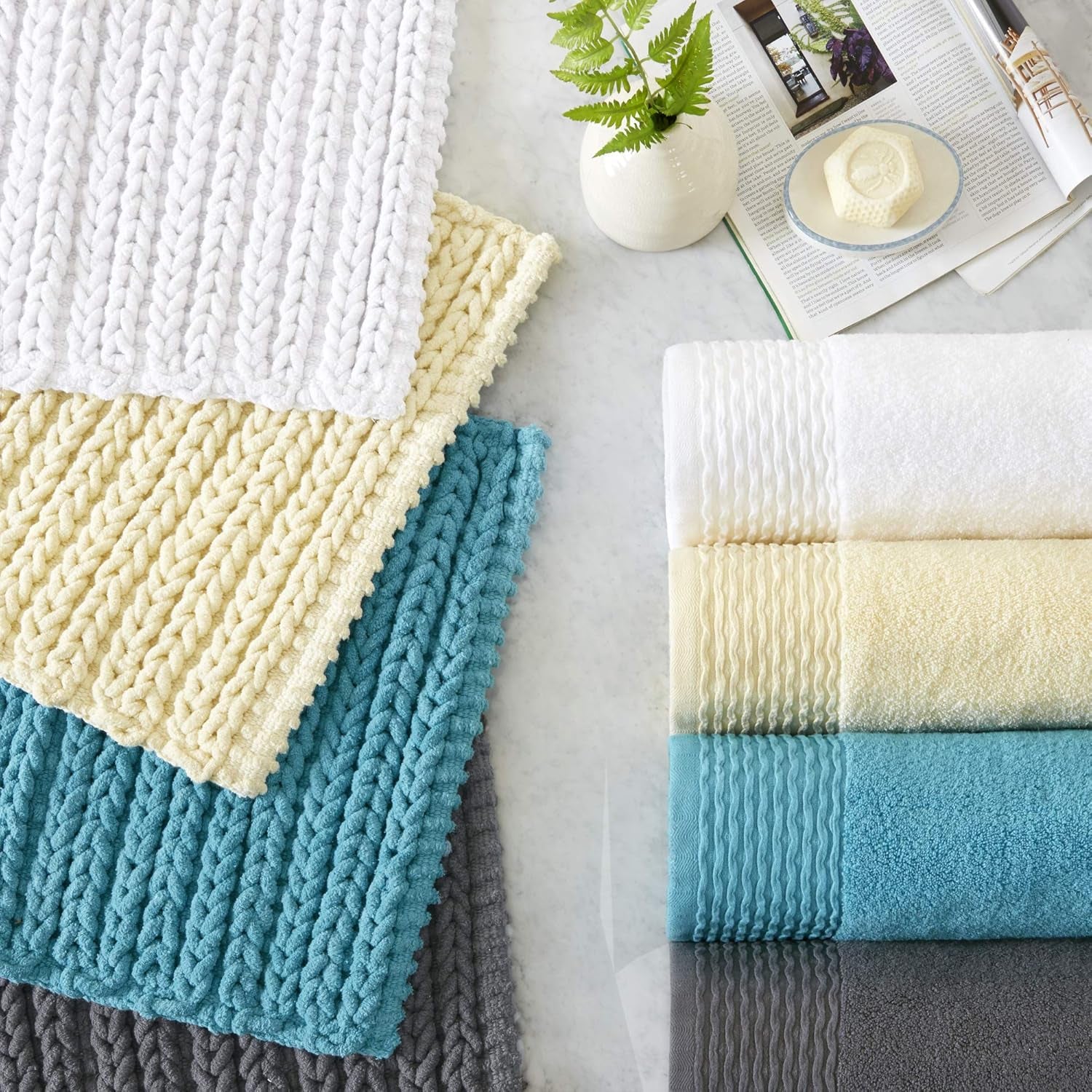 Lasso 100% Cotton Chenille Chain Woven Stitch Bathroom Rug - Non Slip - Absorbent, Quick Dry Bath Mat, 24X40, Charcoal