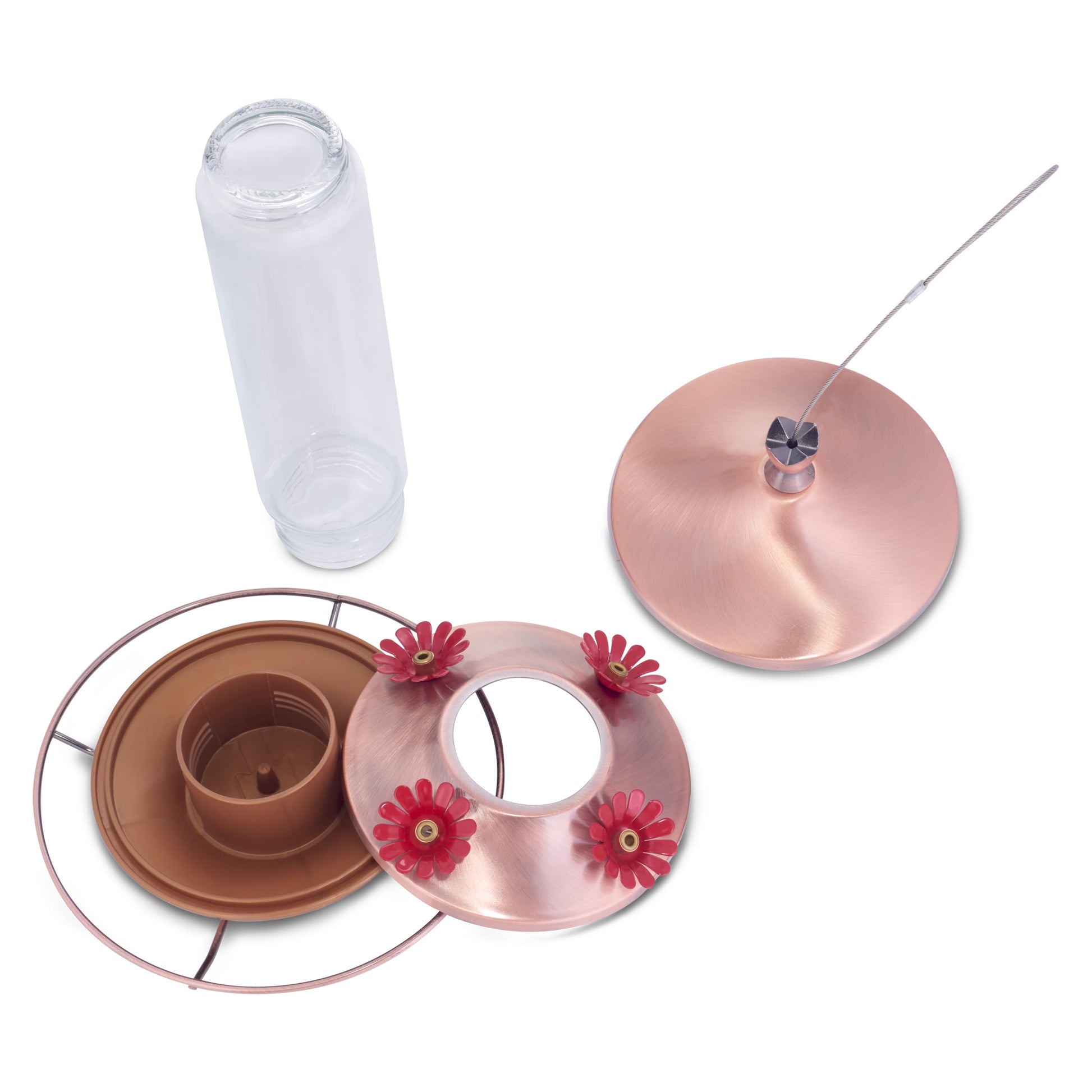 Elegant Copper Glass Hummingbird Feeder - 12 Oz