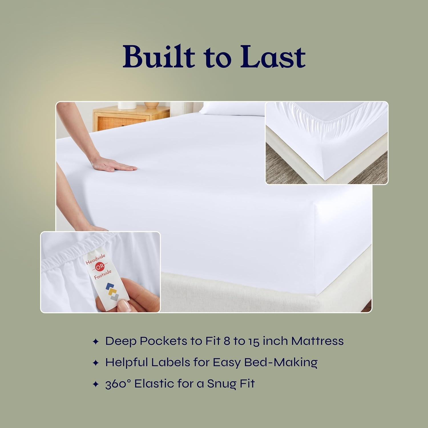 Split King Size Sheet Set - 100% Cotton 500 Thread Count, Cooling Deep Pocket Bedding for Adjustable Bed, Includes Twin-Xl Fitted Elastic Sheets & Pillowcases - White