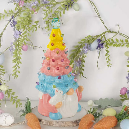 Easter Gnome Decoration LED Light Spring Bunny Collection Figurine Ceramic Faceless Doll Holiday Decor Home Indoor Tables Decor