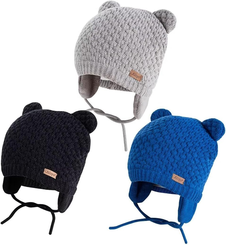 Winter Beanie Hat for Baby Kids Toddler Infant Newborn, Earflap Cute Warm Fleece Lind Knit Cap for Boys Girls