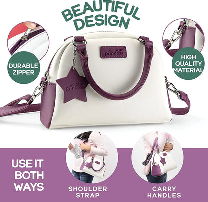 Play Purse for Girls and Toddlers - Realistic Purse and Complete Set of Pretend Play Accessories Including Toy Phone, Wallet, Credit Cards, Keys, Makeup for Role Playing Ages 3 4 5 6 7 8 Years and Up