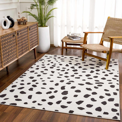 Tariffville Modern Animal Print Dalmatian Style Area Rug for Living Room, Bedroom, Kids Room, Nursery - High Pile Carpet - Black and White, Charcoal - 5'3" X 7'3" (5X7)