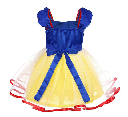 Girls Snow White Princess Dress up Kids Birthday Party Snow White Costume Toddler Tulle Skirt with Accessories Yellow 120 CM 5-6 Years