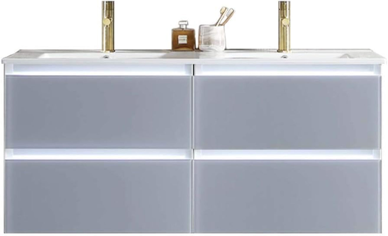 LED Lighted Bathroom Vanity Sink Combo Provides the Dual Benefits of Vanity with Sink and Comfortable Dimmed Bathroom Vanity Light, 018 48 24 C MT12 (48 Inch, Light Grey)