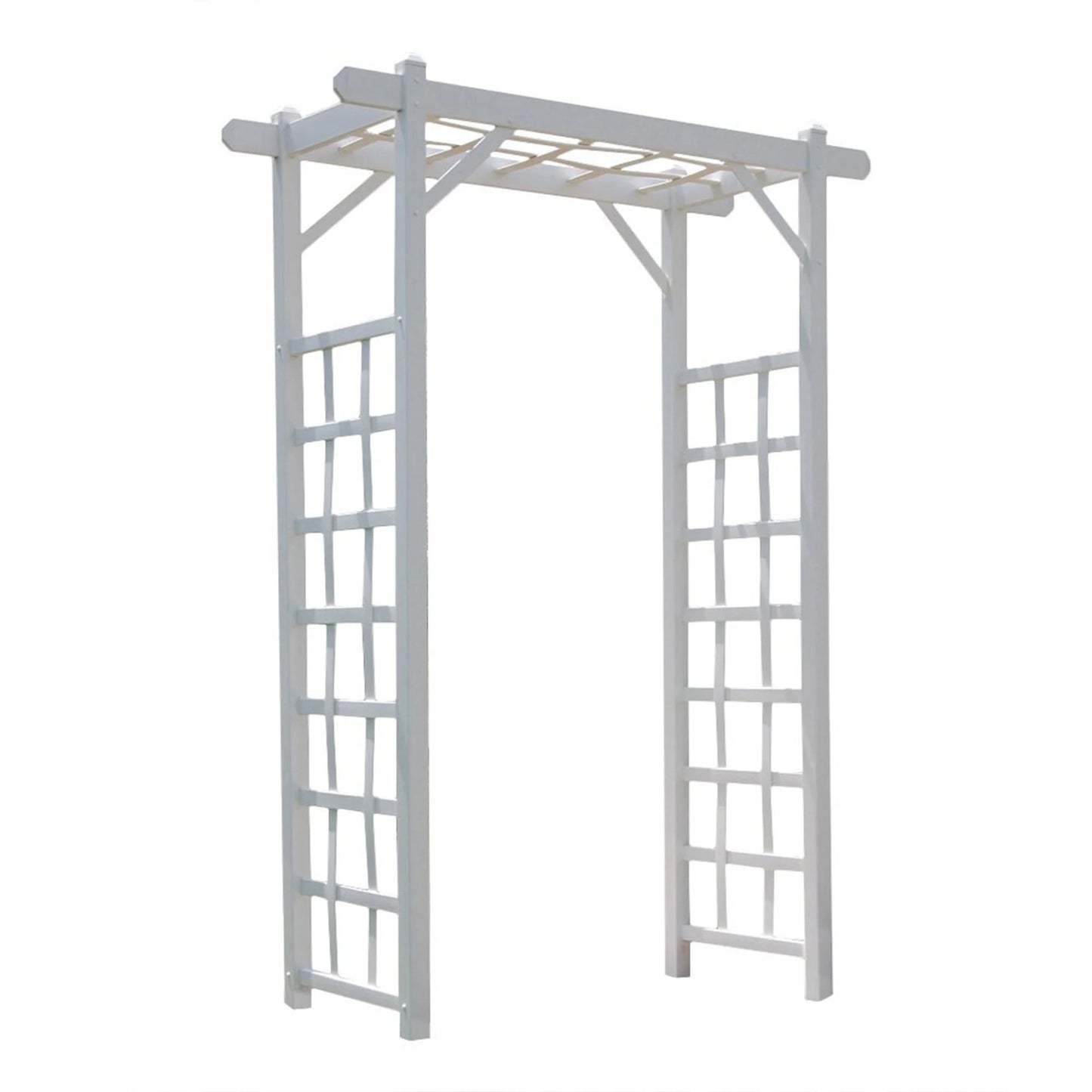 Dura-Trel Elmwood Arbor 57" X 84" PVC Outdoor Garden Arch Lattice Trellis