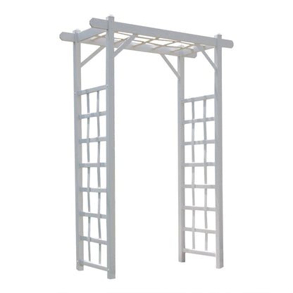 Dura-Trel Elmwood Arbor 57" X 84" PVC Outdoor Garden Arch Lattice Trellis