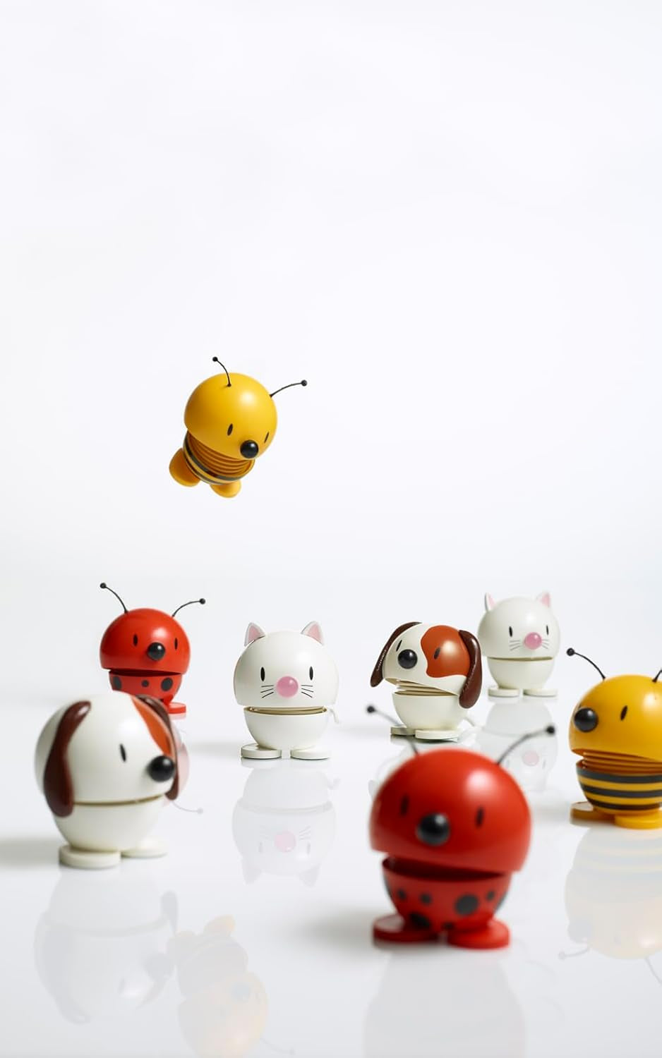 Bumble Bee, Yellow, Home Decor Ornament - Danish Design, Plastic W/Metal Spring, Small - Creates Cheerful Movement