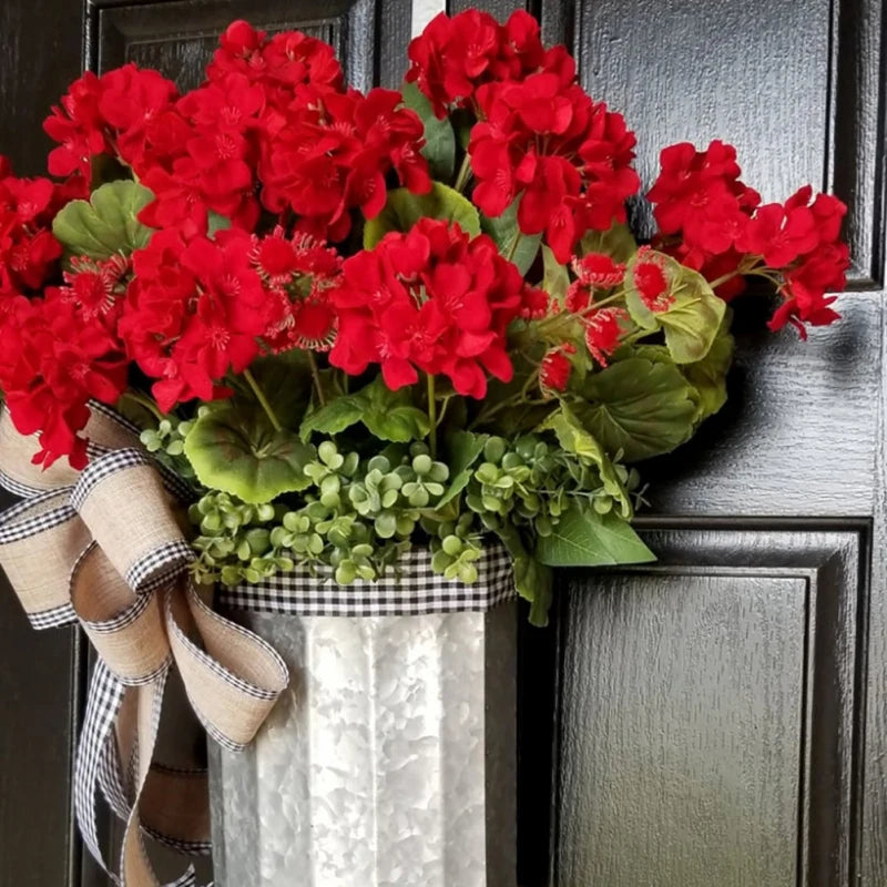 Bucket Wreath Wreaths for Front Door Spring Door Wreath Farmhouse Wreath Spring Door Decor Geranium Wreath Rustic Wreath