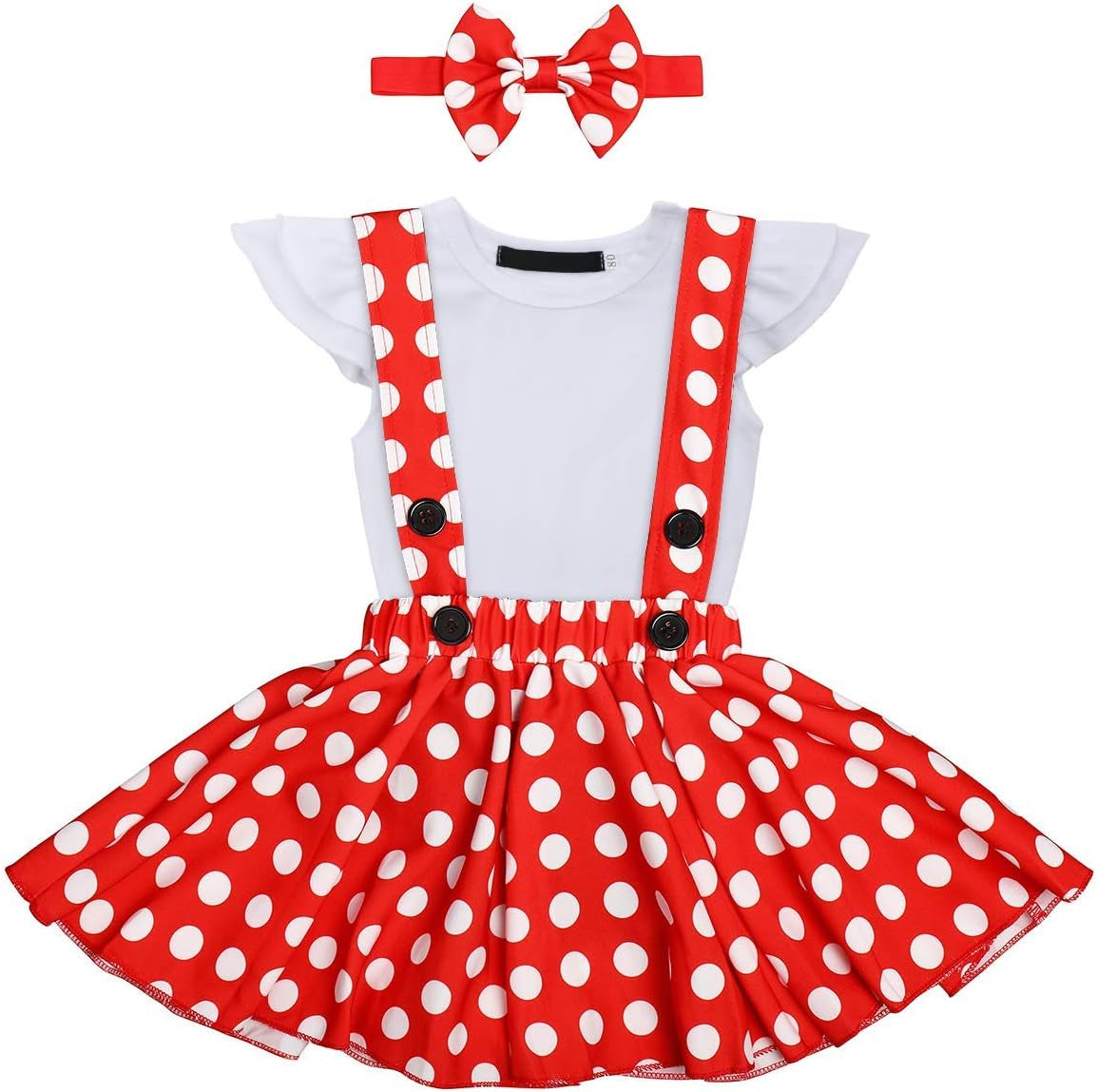 Polka Dots Tutu Costume for Baby Girl Princess 1St Birthday Party,Dress up W/Overall Suspender Skirt,Headband