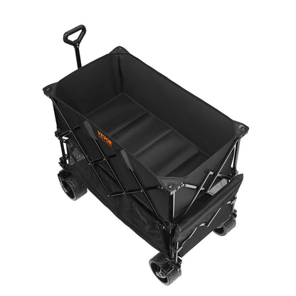 VEVOR Foldable Double Decker Wagon, 400L Collapsible Wagon Cart with All-Terrain Wheels, Heavy Duty Folding Wagon Cart 450 Lbs Weight Capacity for Camping, Shopping, Garden, 52 Extra Long Extender