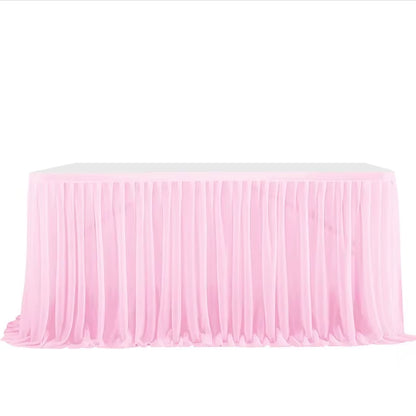 6/9FT Party Table Skirt Birthday Pleated Dessert Tablecloth Cover Wedding Festive Table Skirting Baby Shower Home Table Decor