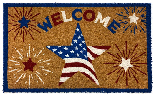 American Star Patriotic Natural Fiber Coir Doormat