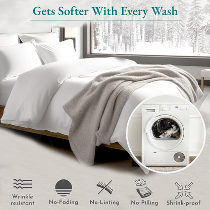 Soft & Silky 500 Thread Count 100% Cotton Is Cool & Smooth, White Pillowcases Queen Size Fits Standard & Queen Pillows (Pure White)