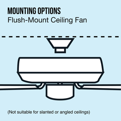 52 Inch Hugger Indoor Ceiling Fan with Light Kit, Black, 5 Blades,, Reverse Airflow