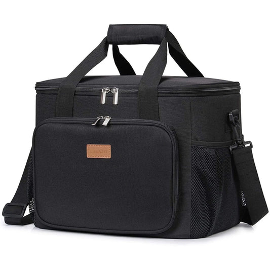 Insulated Lunch Bag Box for Women Men, Reusable Cooler Tote Bag, Black