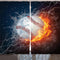 Sports Curtains, Baseball Ball and Water Splashing Thunder Creative Art Themed Print, Living Room Bedroom Window Drapes 2 Panel Set, 108" X 63", Dark Blue and Burgundy