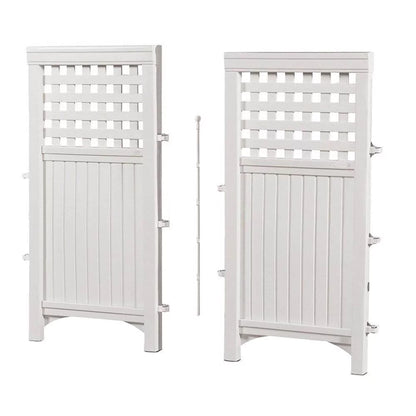 FS4423D Outdoor Patio 4 Panel Screen Enclosure Gated Fence, Plastic, White, 44 in H X 24 in D