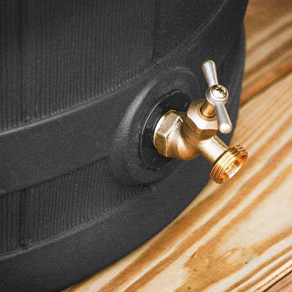 Rain Wizard 50 Gallon Plastic Rain Barrel Water Collector, Black