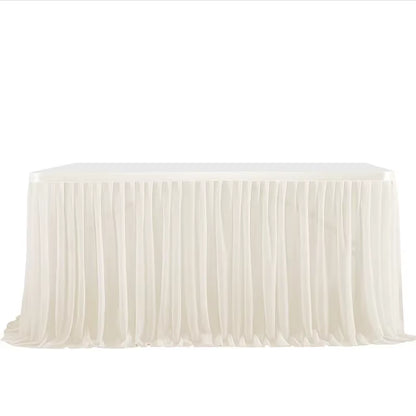 6/9FT Party Table Skirt Birthday Pleated Dessert Tablecloth Cover Wedding Festive Table Skirting Baby Shower Home Table Decor