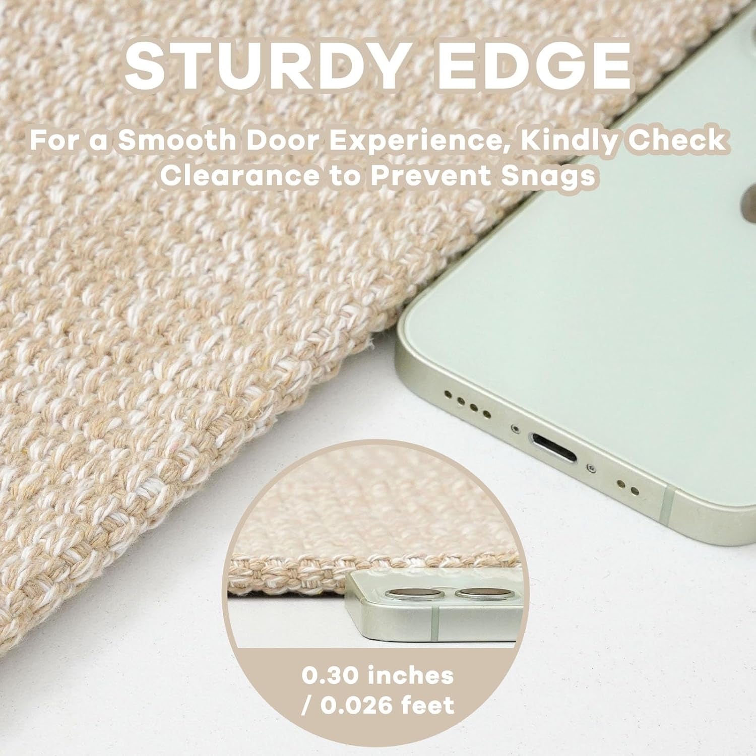 Washable Runner Rug 2X6 Ft Non Slip Runners for Hallways Cotton Rubber Backed Kitchen Runner Braided Indoor Floor Carpet Runners for Entryway, Hallway, Kitchen, Bedroom, Beige/White