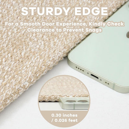 Washable Runner Rug 2X6 Ft Non Slip Runners for Hallways Cotton Rubber Backed Kitchen Runner Braided Indoor Floor Carpet Runners for Entryway, Hallway, Kitchen, Bedroom, Beige/White