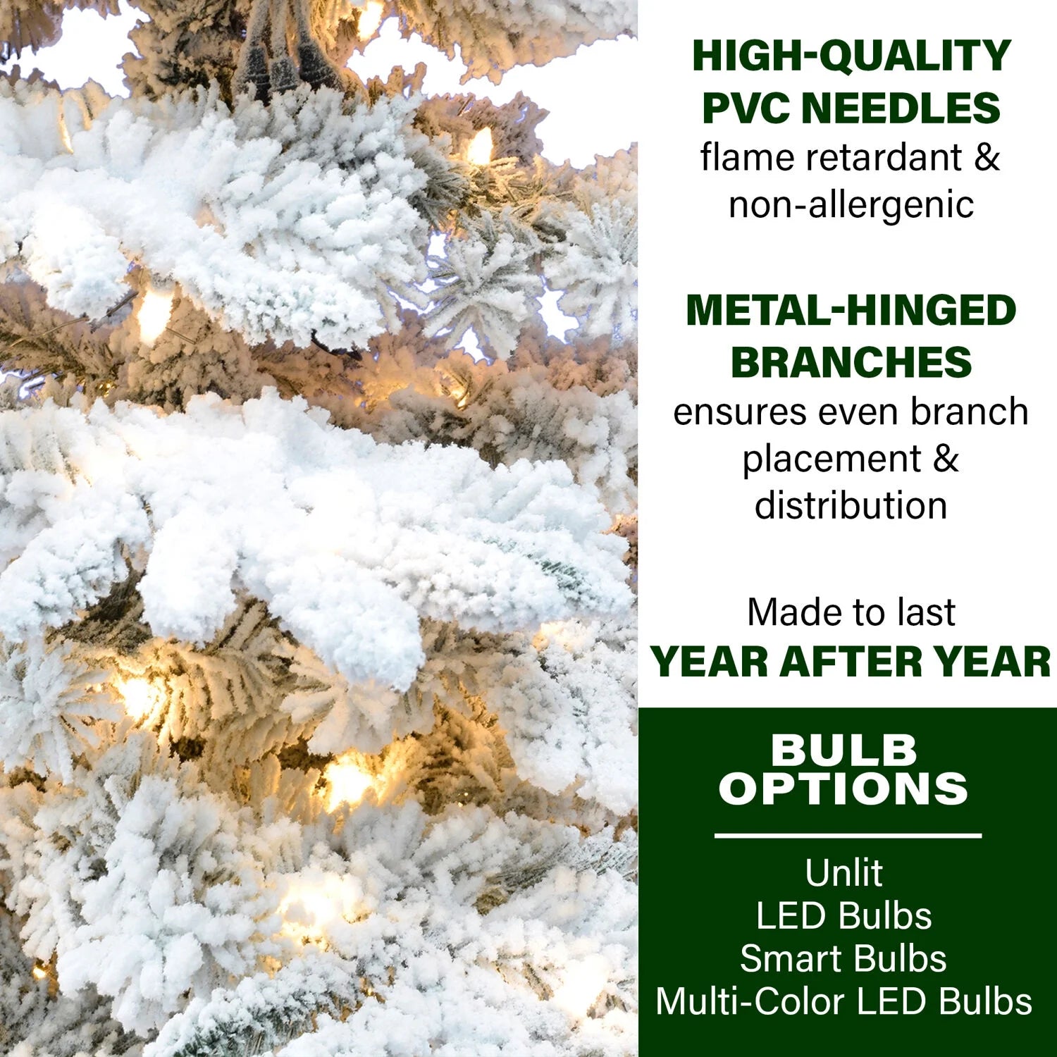Pre-Lit Warm White 1600 LED Lights Mountain Pine Snow Flocked Artificial Christmas Tree, 12'