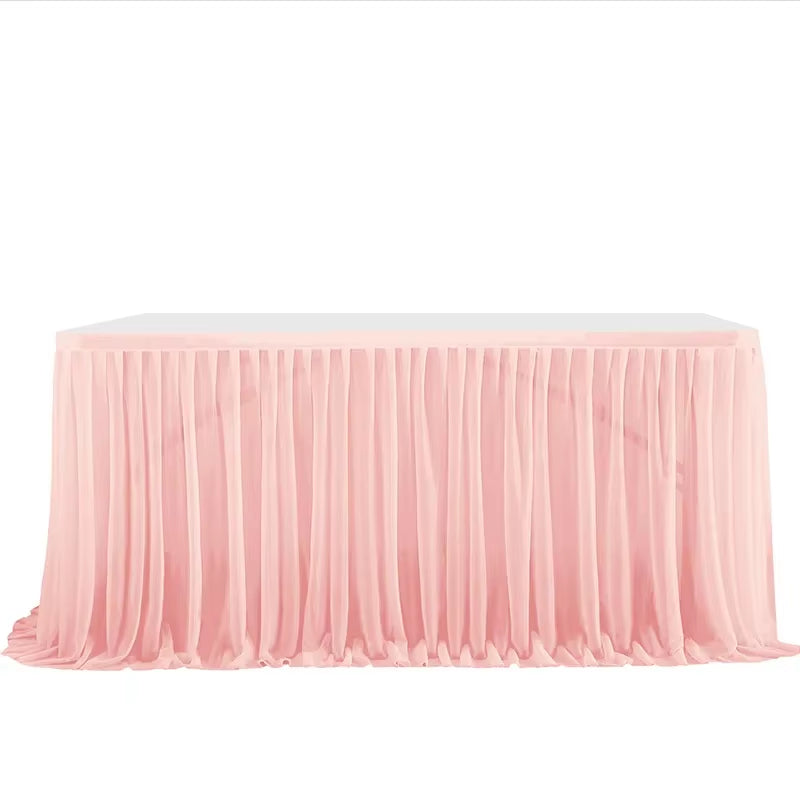 6/9FT Party Table Skirt Birthday Pleated Dessert Tablecloth Cover Wedding Festive Table Skirting Baby Shower Home Table Decor