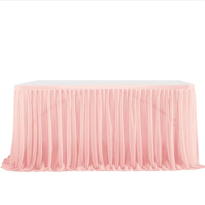6/9FT Party Table Skirt Birthday Pleated Dessert Tablecloth Cover Wedding Festive Table Skirting Baby Shower Home Table Decor