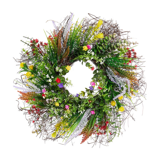 Spring Wreaths for Front Door 17.7 Inch, Spring Floral Door Wreath for All Seasons, Home Decoration for Wall, Door and Outside