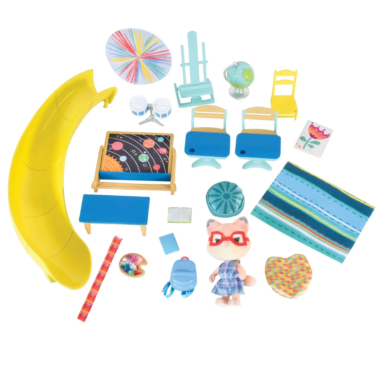 Sunshine Meadow School Doll Playset & Mini Figure, 21 Pieces, Children Ages 3+