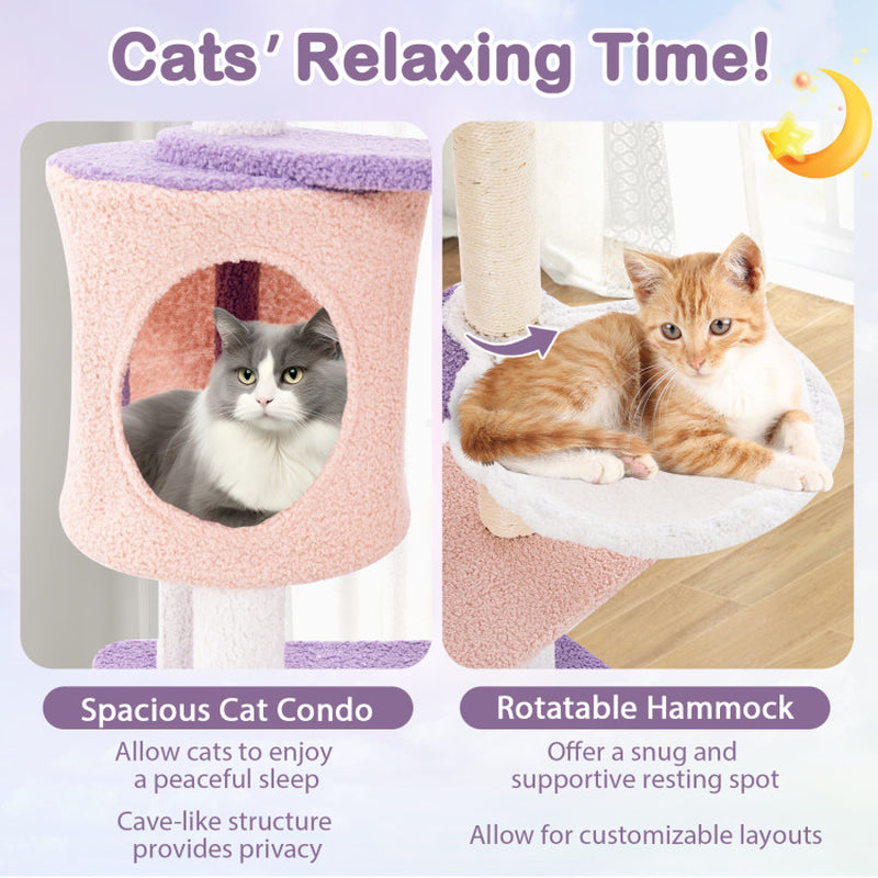 Multi-Level Cat Tower with Sisal Covered Scratching Posts for Small Cats