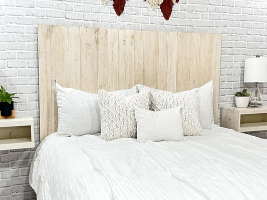 Antique White Headboard, Farmhouse Design, Solid Wood Headboard, Floating Panels, Wall Mount, Adjustable Height, California King Size