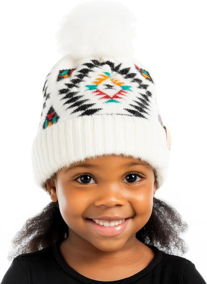 Cozy Toddler Cable Knit Pom Beanie - Warm Winter Hat for Kids