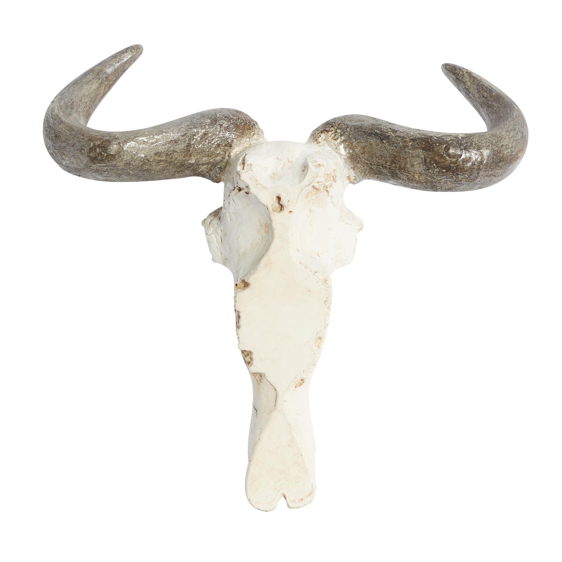 White Polystone Skull Cow Wall Decor