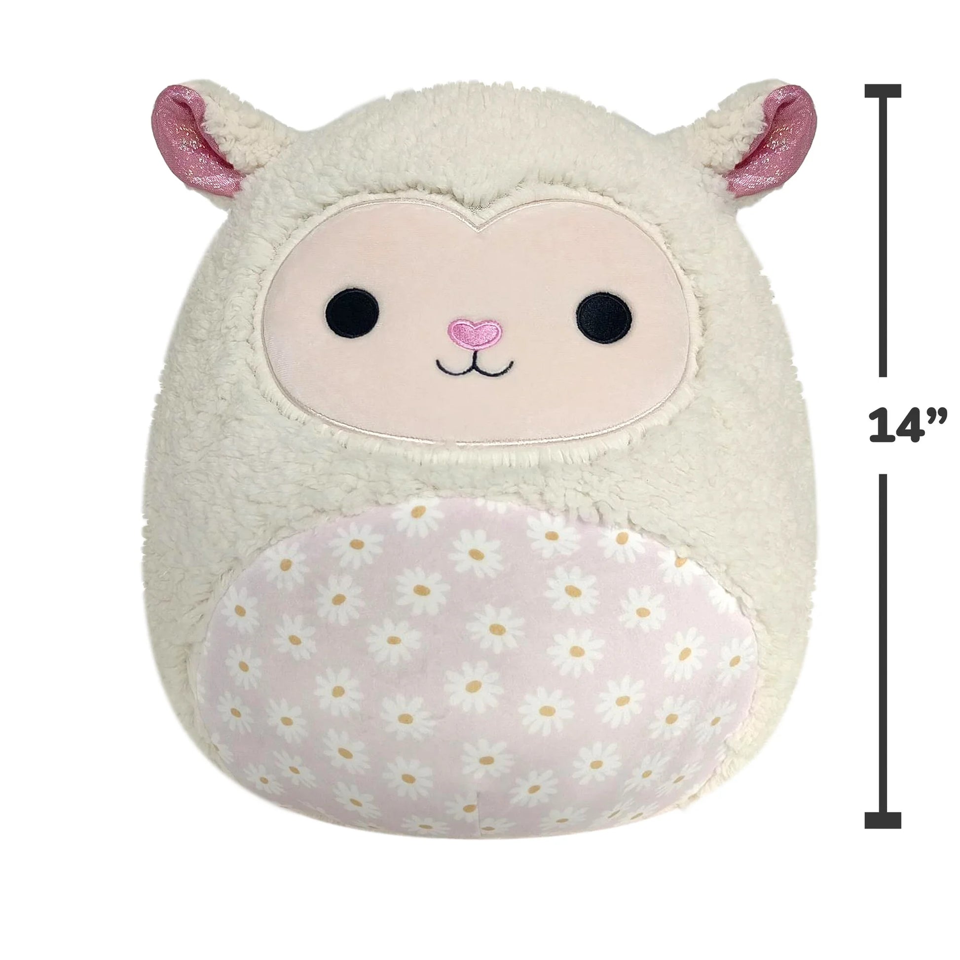 14 Inch Sophie the Cream Lamb with Daisy Flower Bell Pattern - Child'S Ultra Soft Plush Toy