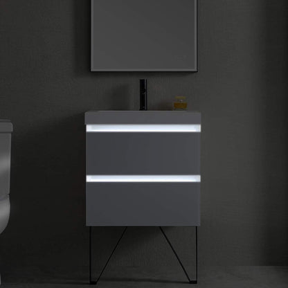 LED Lighted Bathroom Vanity Sink Combo Provides the Dual Benefits of Vanity with Sink and Comfortable Dimmed Bathroom Vanity Light, 018 48 24 C MT12 (48 Inch, Light Grey)