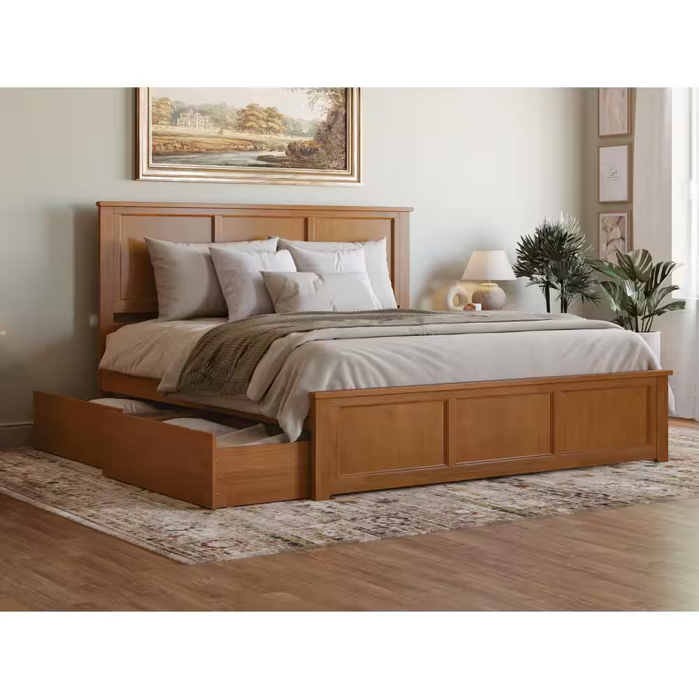 Madison White Full Platform Bed with Matching Foot Board with 2-Urban Bed Drawers
