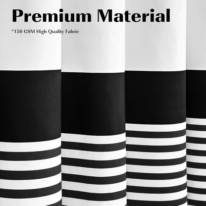 Farmhouse Shower Curtain Tassel，96 Inch Extra Long Black White Striped Bathroom Shower Curtain，72 X 96