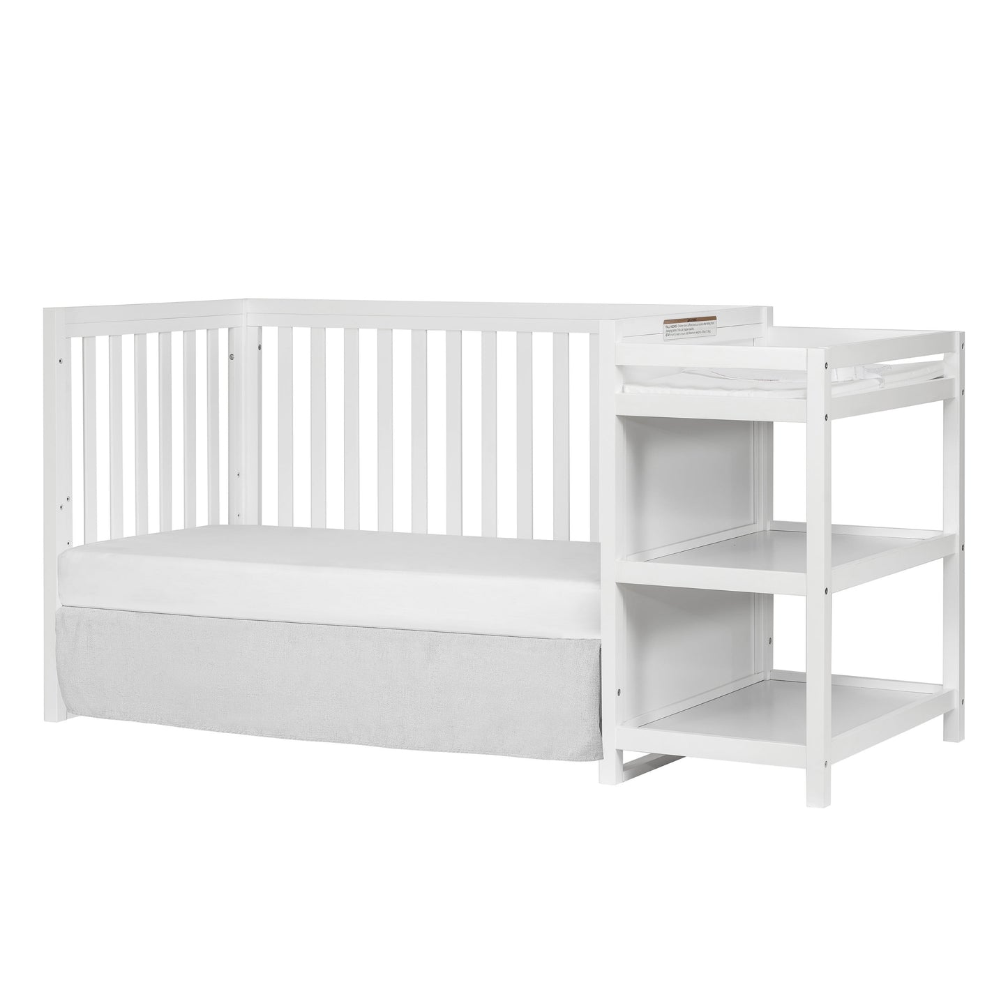 Milo 5 in 1 Convertible Crib and Changing Table with Free Changing Pad in White