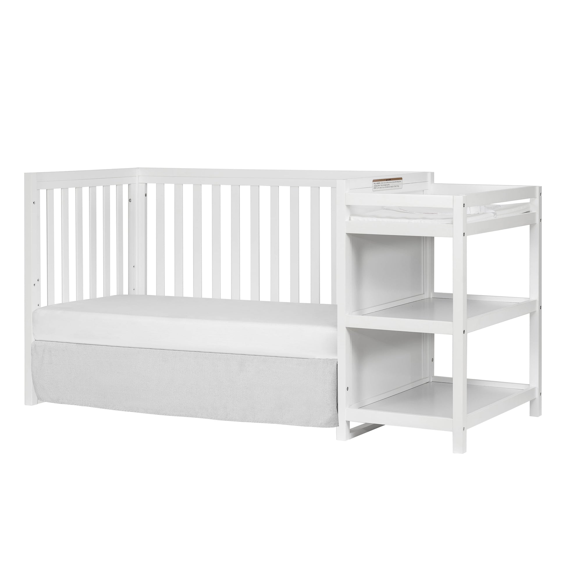 Milo 5 in 1 Convertible Crib and Changing Table with Free Changing Pad in White