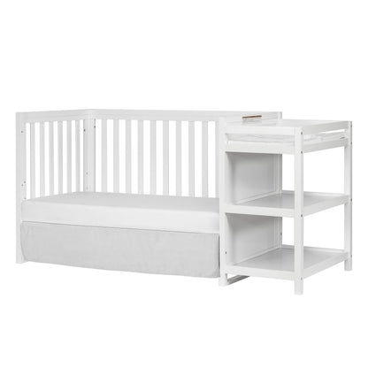 Milo 5 in 1 Convertible Crib and Changing Table with Free Changing Pad in White