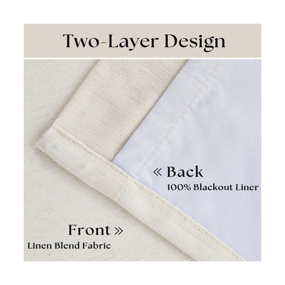 Natural Cream Linen Black Out Curtains 120 Inch Long for Living Room Bedroom ...