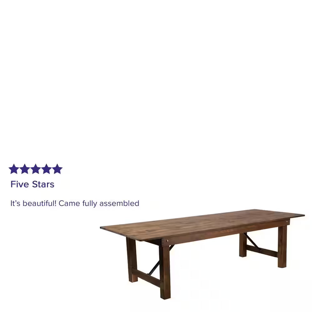 Hercules Series 9 Ft. X 40 In. Rustic Solid Pine Folding Dining Table, Rectangular Farmhouse Dining and Event Table