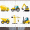 Cartoon Curtains, Style Heavy Machinery Truck Crane Digger Mixer Tractor Construction, Living Room Bedroom Window Drapes 2 Panel Set, 108" X 63", Yellow and Grey