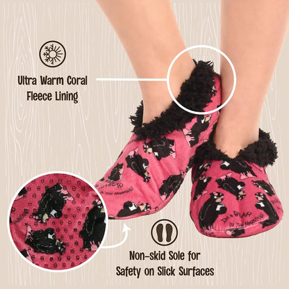 Womens Plush Lined Slippers by Lazyone Comfy Animal Fuzzy Feet Bear in the Morning Large/X-Large