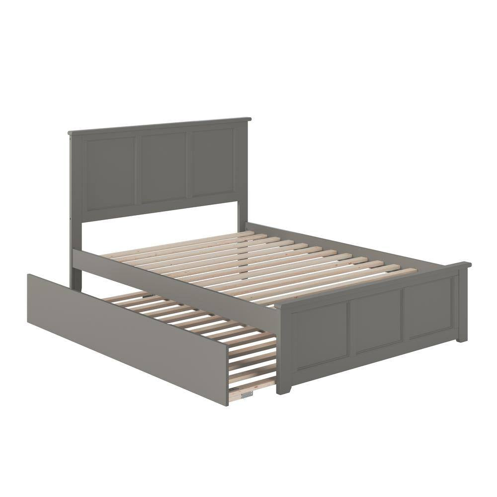 Madison Full Platform Bed with Matching Foot Board with Twin Size Urban Trundle Bed in Grey