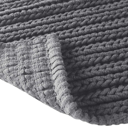 Lasso 100% Cotton Chenille Chain Woven Stitch Bathroom Rug - Non Slip - Absorbent, Quick Dry Bath Mat, 24X40, Charcoal