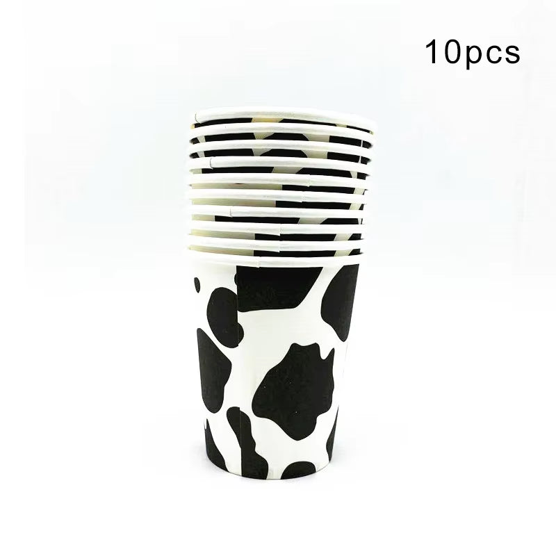Farm Cow Theme Birthday Party Animal Party Cow Decoration Disposable Cup Plate Tablecloth Baby Shower Balloon Decoration
