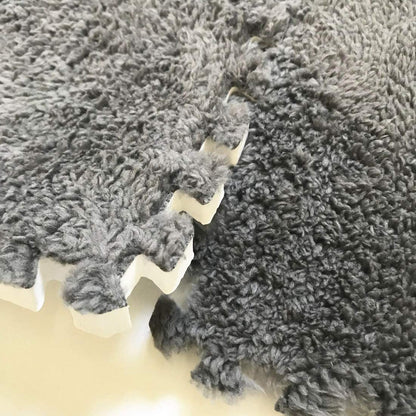 Interlocking Carpet Shaggy Soft EVA Foam Mats Fluffy Area Rugs Protective Floor Tiles Exercise Play Mat for Children Kids Room Home Parlor Bedroom (12 Pcs, Gray)